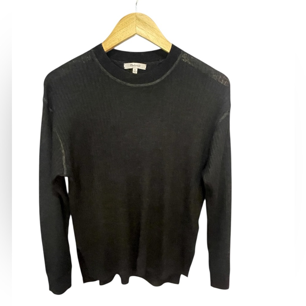 Madewell Alpaca Blend Black Crew Neck Sweater